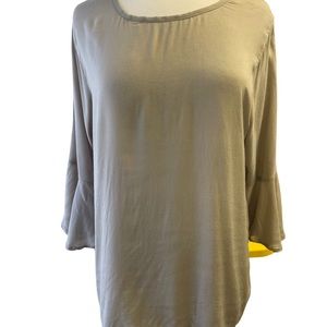 Cienna taupe 3/4 length sleeve top with bell flair detail